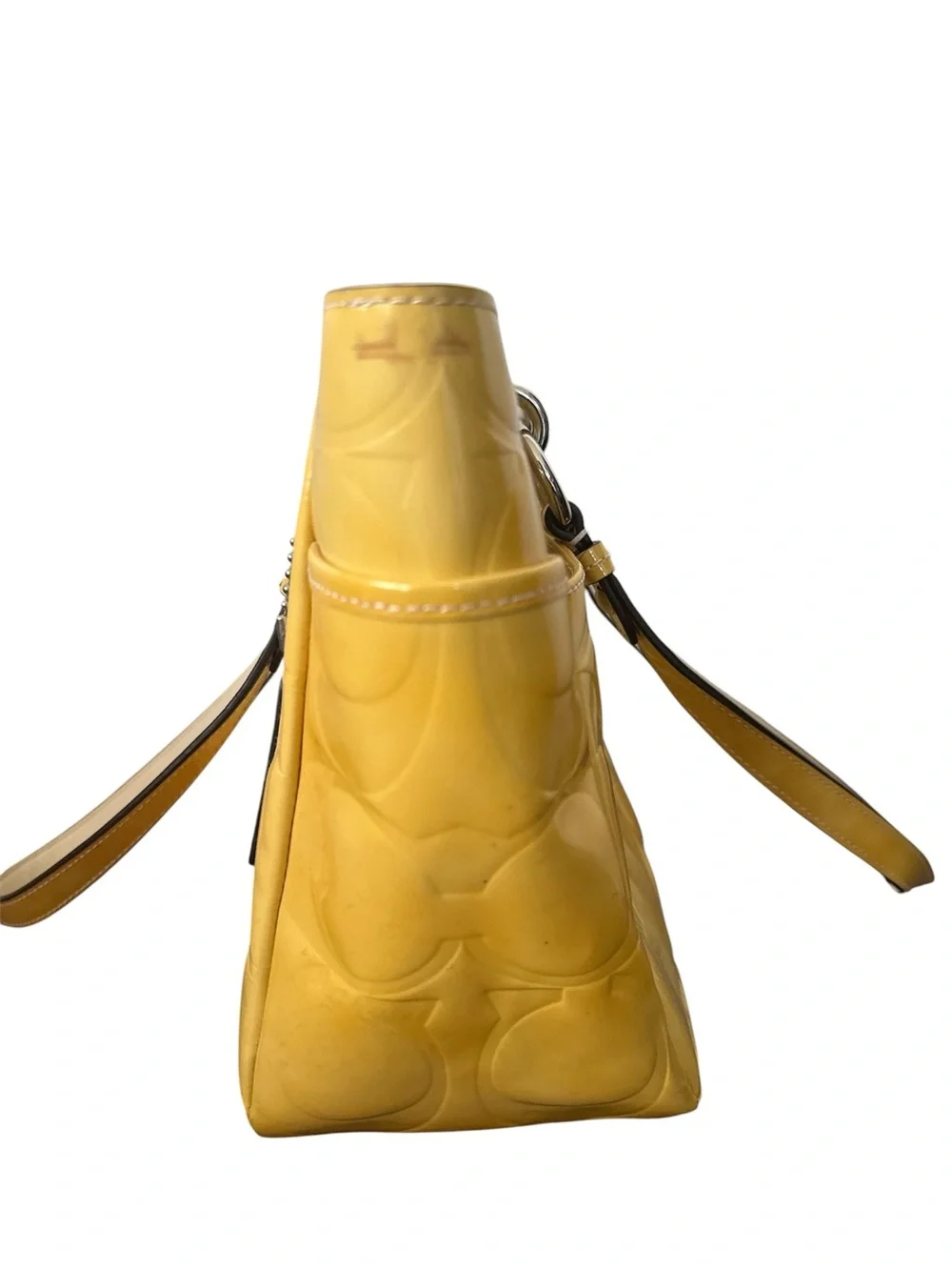 COACH Patent-Embossed Tote in Mustard Yellow Casual Handbag